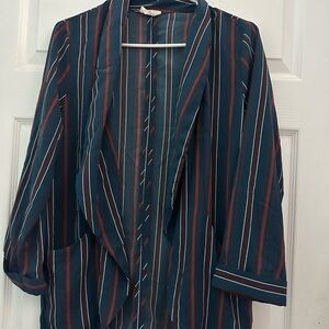 Sienna Sky Blue Boxy Blouse with Notched Collar